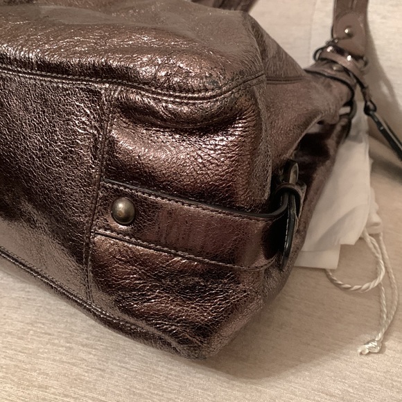 Coach Maggie Leather Metallic Hobo Shoulder Bag Gunmetal Grey 15259 - Picture 6 of 12